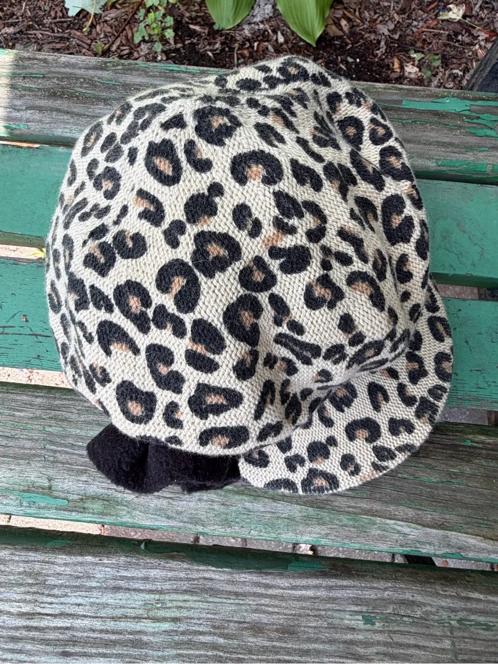 Place Leopard Print Kids Cap with Black Flower by Children’s Place Size 7-8 Girl